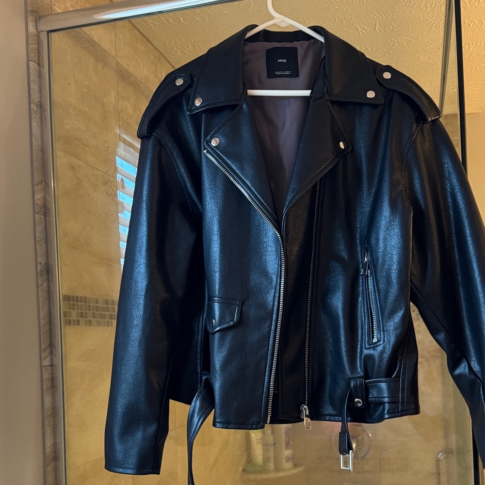 Mango Classic Black Faux Leather Jacket